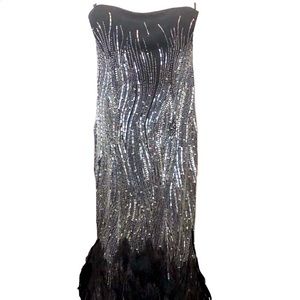 Sz 0 Mignon Bead & Feathers Gown